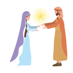Wall Mural - saint joseph and mary virgin and star manger characters