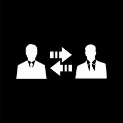 Canvas Print - Partnership icon. Business partners, interaction, communication sign isolated on black background