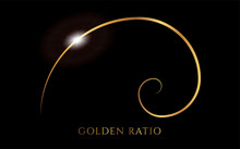 Fibonacci Or Golden Ratio Black And Gold Spiral Background Illustration