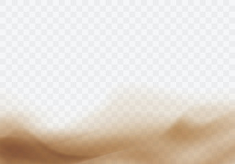 Wall Mural - desert sandstorm, brown dusty cloud border or dry sand flying with gust of wind, brown smoke realist