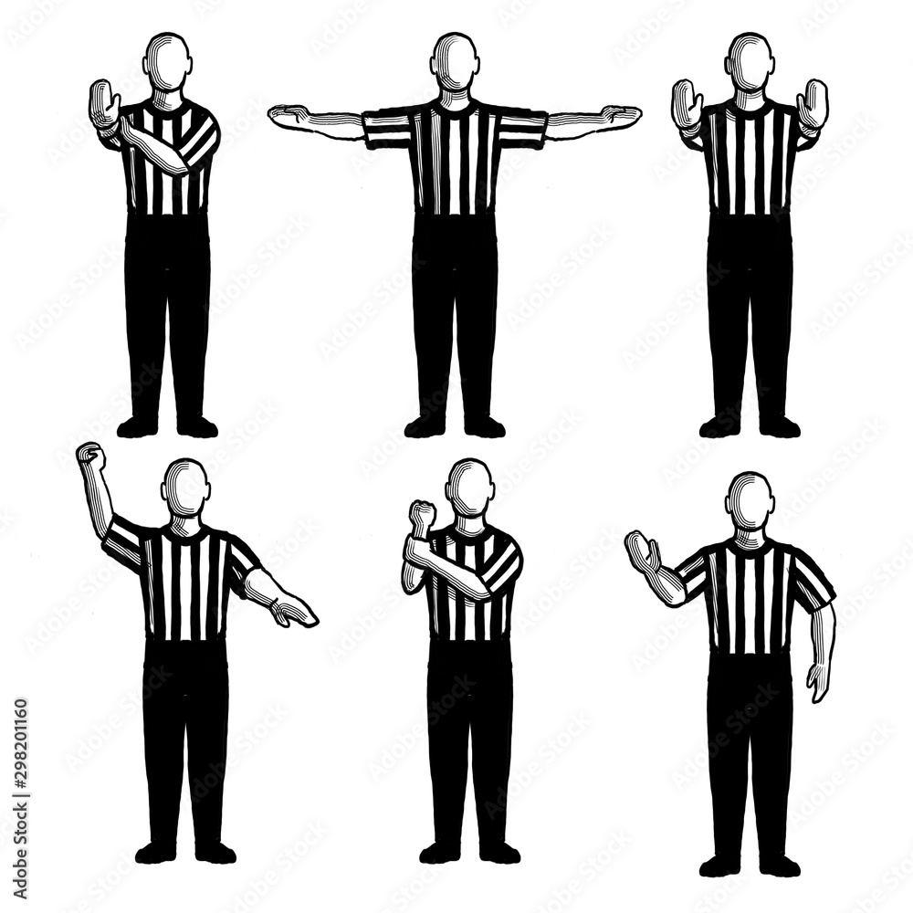 Basketball Umpire or Referee Hand Signals Drawing Set Collection Stock  Illustration | Adobe Stock, image size:1000x1000