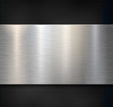 Brushed Steel Or Aluminum Metal Panel Over Perforated Background 3d Illustration