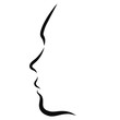 profile of young woman, several black lines