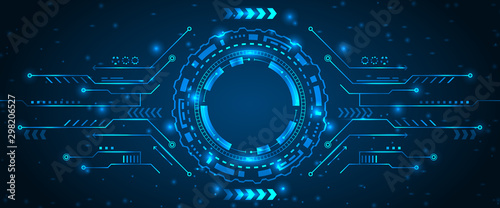 Cuadros en Lienzo Abstract Futuristic Board with HUD, Light Technology Business Background