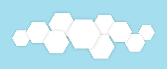 Poster - Polygons technology white cells in blue background Type 2