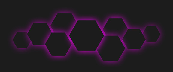 Poster - Polygons dark technology cells with purple neon lights