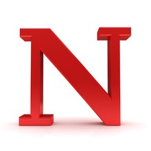 N Letter Red 3d Sign Alphabet Capital Rendering Isolated On White