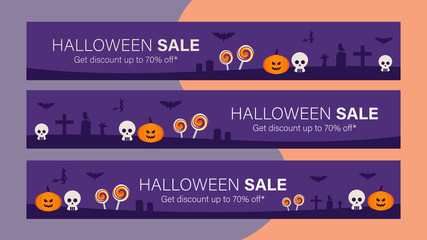 happy halloween sale mobile banner template for online shop or social media ads. big sale halloween 