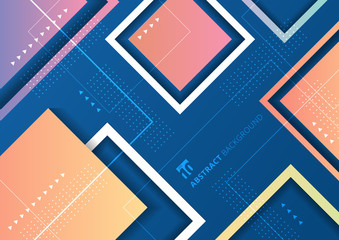 Poster - Abstract colorful gradient geometric squares shape on blue background technology style.