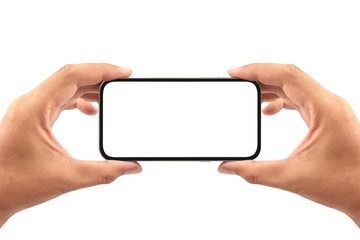 Wall Mural - take a photo with smartphone isolated on white