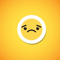 Yellow cute emoticon sticker, vector illustration