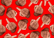 seamless pattern hand showing fuck you with the middle finger, vector illustration rude gesture on red background for comic book cover template, flyer brochure speech bubbles, doodle art.