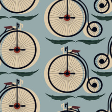 High Wheel Bicycle Seamless Repeat Pattern