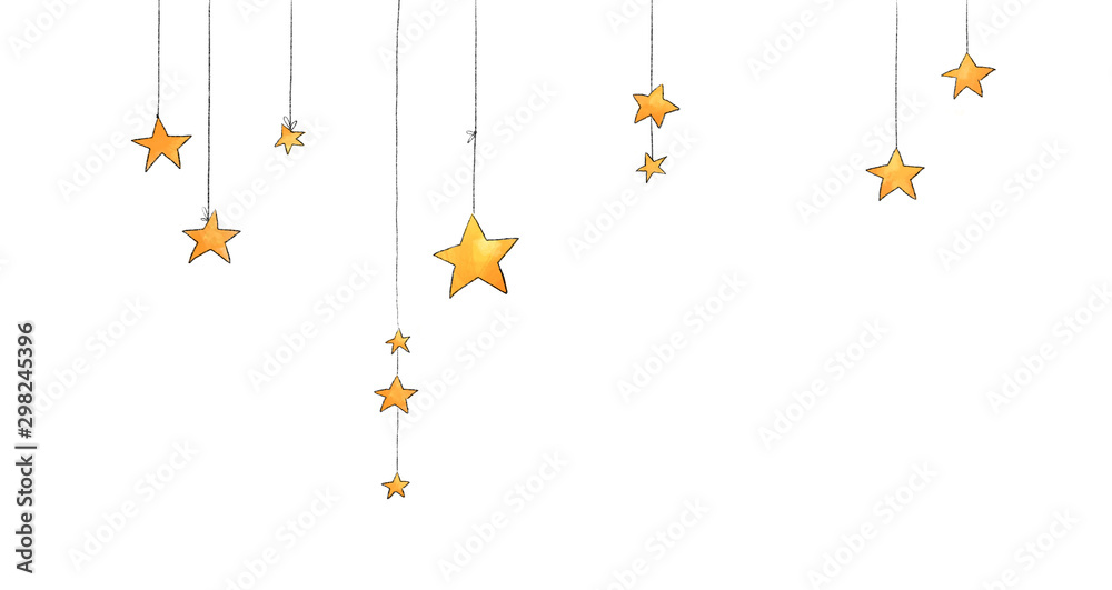 Collection of stars style sketch cartoon watercolor. - obrazy, fototapety, plakaty 