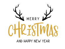 Calligraphy Merry Christmas Vector Illustration On White Background