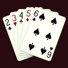 Straight From Two To Six - Playing Cards Vector Illustration
