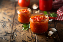 Homemade Tomato Sauce In The Jars