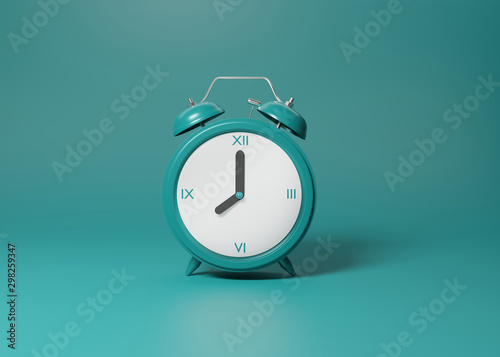 Og Alarm Clock Ringing Over Blue, Turquoise Alarm Clock