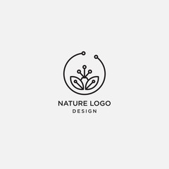 Wall Mural - nature logo. leaf tech icon in linear style.Vector abstract for design of natural tech, tree tech