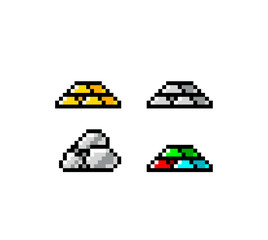 Fototapete - Pixel art, game item, icon and objects for the design. Vector illustration. Fantasy world. Old game console.