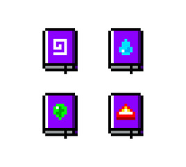 Fototapete - Pixel art, game item, icon and objects for the design. Vector illustration. Fantasy world. Old game console.
