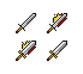 Fototapete - Pixel art, game item, icon and objects for the design. Vector illustration. Fantasy world. Old game console.