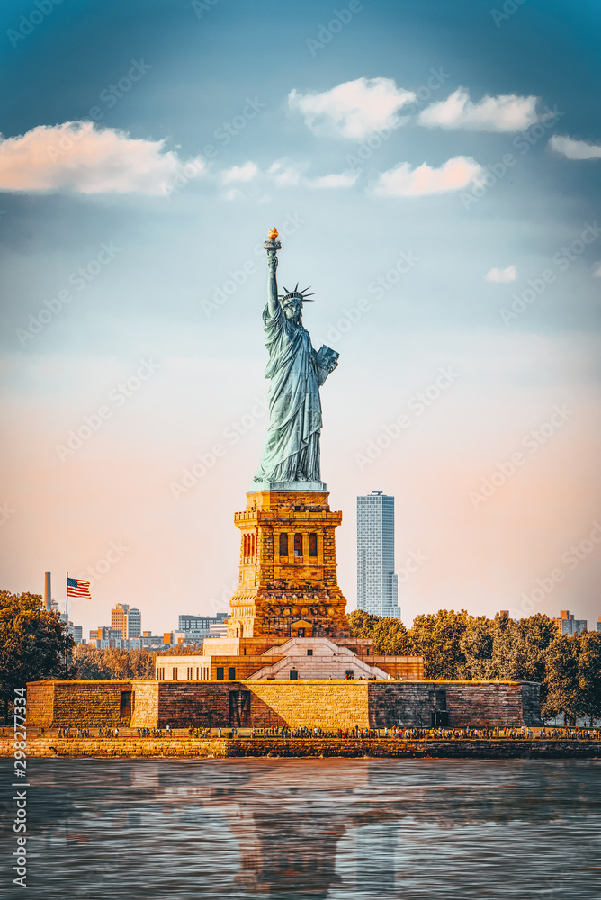 Statue of Liberty (Liberty Enlightening the world) near New York. - obrazy, fototapety, plakaty 