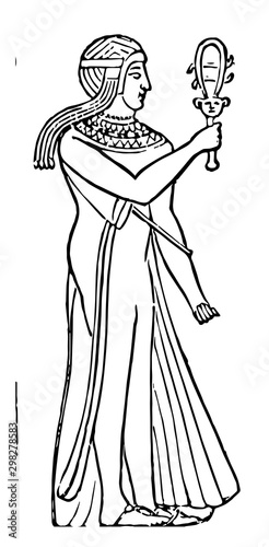 Fotografía Egyptian Priestess, vintage illustration.