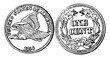 Copper-Nickel Cent Coin, 1856 vintage illustration.