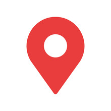 Simple Red Map Pin. Concept Of Global Coordinate, Dot, Needle Tip, Ui. Flat Style Trend Modern Brand Graphic Design On White Background