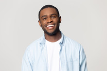 Head Shot Portrait Happy African American Man With Healthy Smile