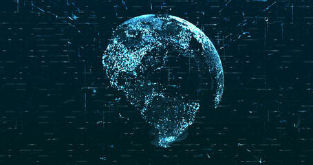 Wall Mural - Digital space world 3d data earth background