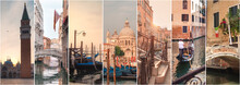 Collage Of Famous Landmarks From Venice, Italy