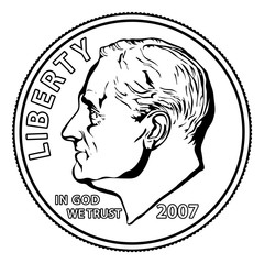 Wall Mural - Portrait on a Dime vintage illustration.