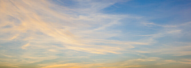 The sky is blue in the evening.panorama