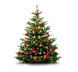 glänzend dekorierter weihnachtsbaum mit weihnachtskugeln