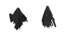 3d Render Flying Black Ghost On A White Background