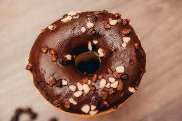 close up of chocolate donut