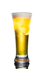 Wall Mural - glass of beer isolated on white background.