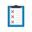 © suog - Icon clipboard checklist or document with checkmark with text in flat style