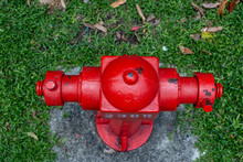 Red Fire Hydrant In A City Street For Firefighters, Singapore