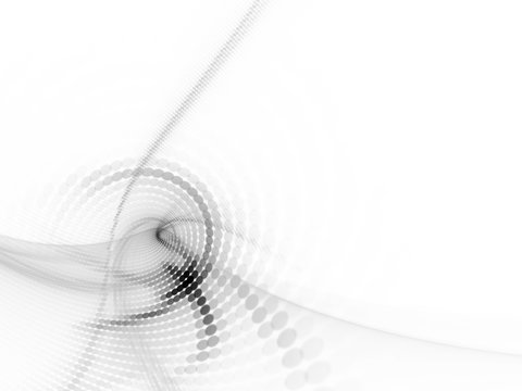 Abstract white background. Fractal graphics series. Composition of glowing lines and mosaic halftone effects. 3d illustration.