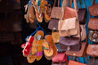 Leather bags for women in the bazaar of Chefchaouen,Morocco