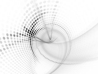 Poster - Abstract white background. Fractal graphics series. Composition of glowing lines and mosaic halftone effects. 3d illustration.
