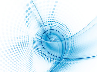 Aufkleber - Abstract white and blue background. Fractal graphics series. Composition of glowing lines and mosaic halftone effects. 3d illustration.