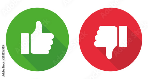 Cuadros en Lienzo Thumb up and thumb down sign. Vector illustration