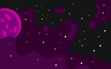Wall Mural - vector space background with copy space. cute flat style template with stars in outer space.