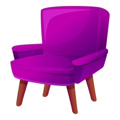 Poster - Violet armchair icon. Cartoon of violet armchair vector icon for web design isolated on white background
