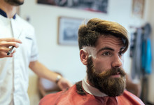 Customer With Full Beard In A Barber Shop