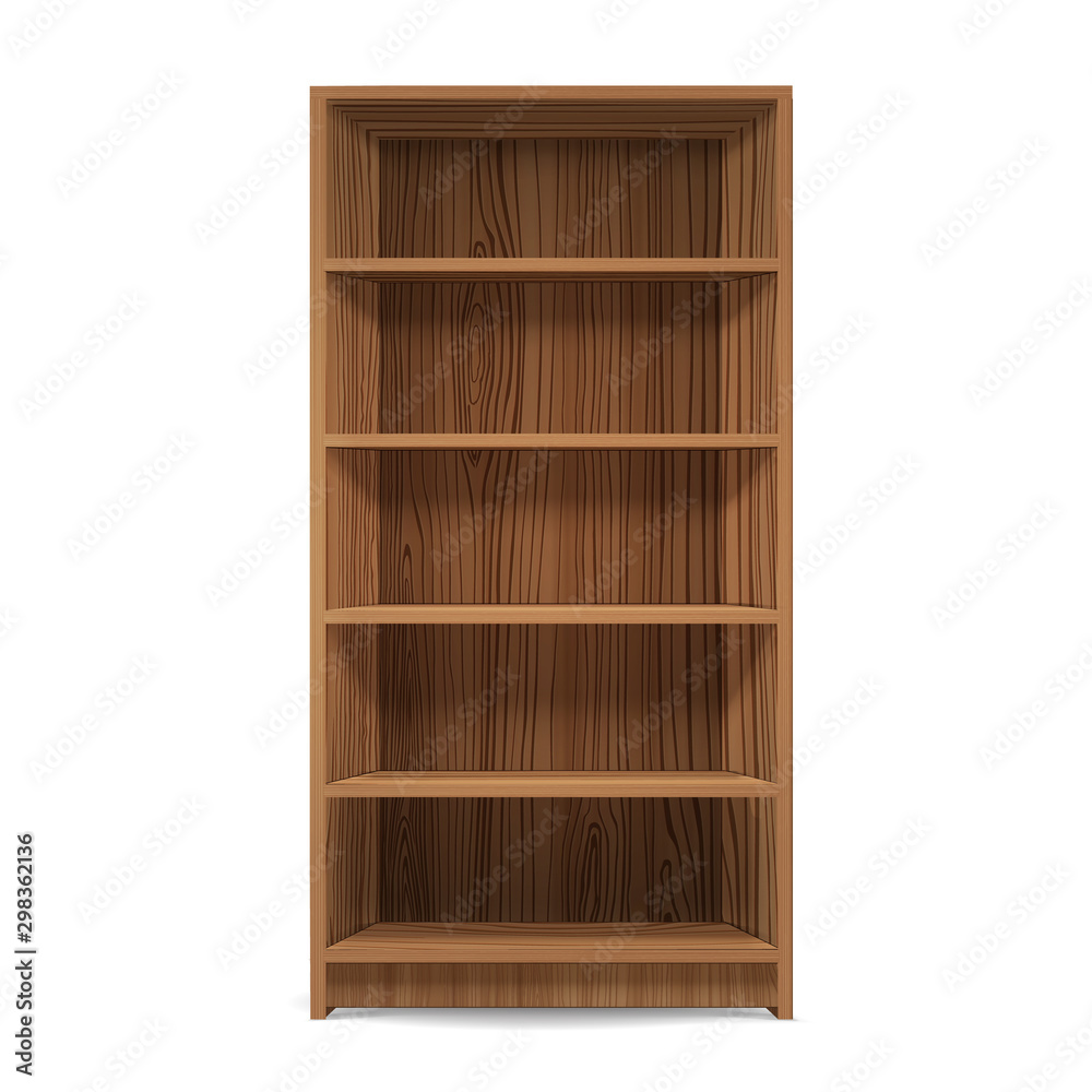 Empty Wooden Cabinet, Bookshelves,shelf.wood texture, perspective, natural  wood, realistic, 3d. design background, Vector Stock Vector | Adobe Stock, image size:1000x1000